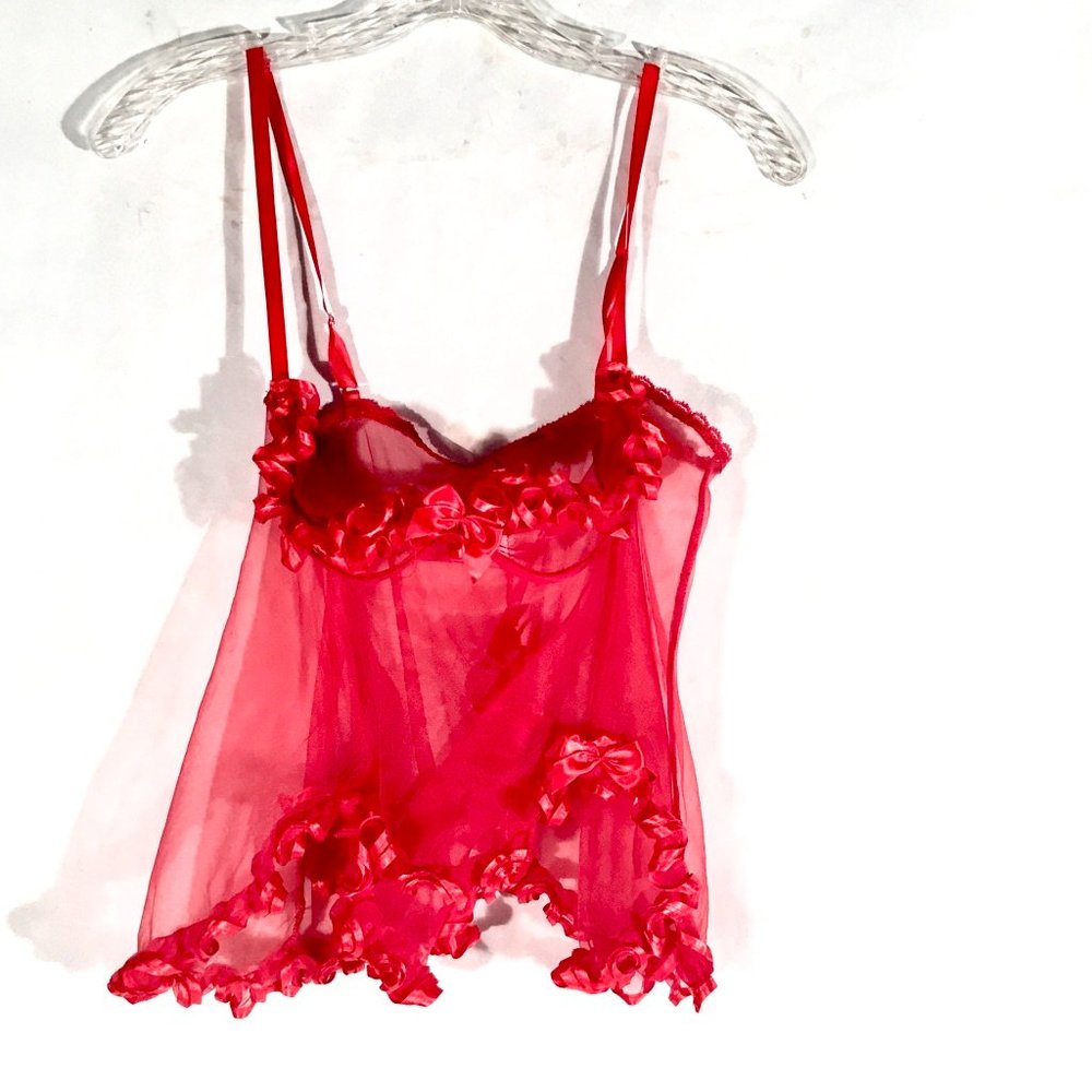 Frederick's of Hollywood Red Top Bustier Sexy Size Small Intimate Chemise Bra
